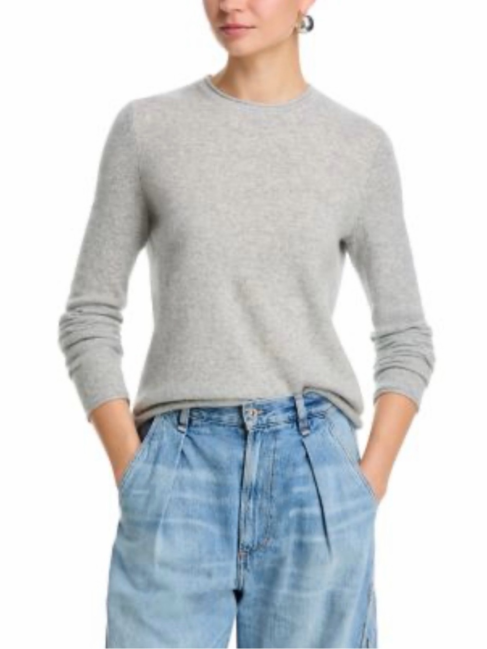 Aqua Gray Cashmere Crewneck Sweater Small
